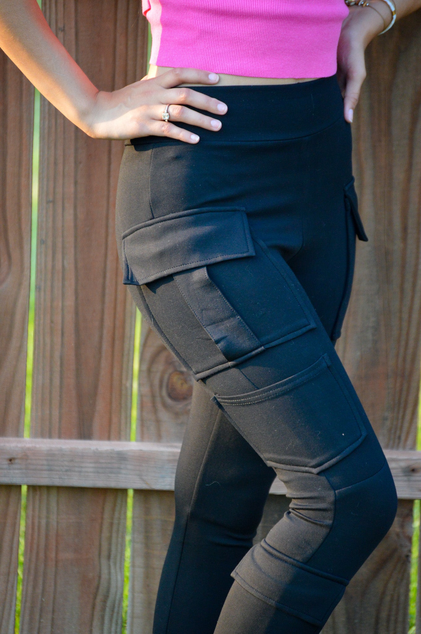 Women's High Waisted Cargo Pocket Skinny Yoga Plus Size 7/8 Leggings -  Halara